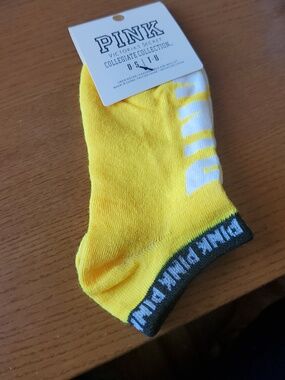 PINK Victoria's Secret Low-Cut Yellow Ankle Socks with White Logo